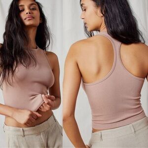 Free People Intimately Racerbank Brami Tank Top Size ZS/S in Blush Cream